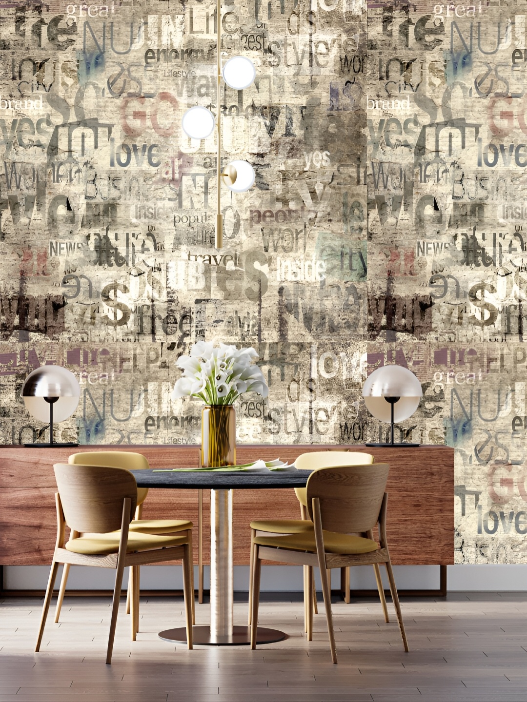 

DWELLSINDIA White & Beige Newspaper-Printed Self-Adhesive Waterproof Laminated Wallpaper