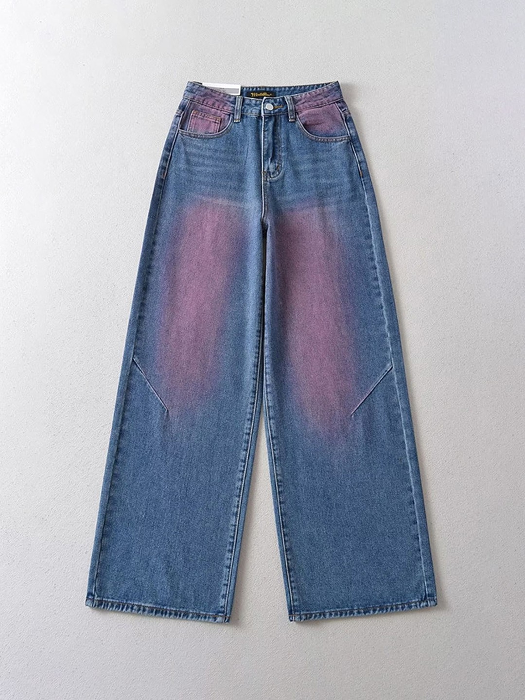 

LULU & SKY Women Wide Leg Clean Look Heavy Fade Jeans, Blue