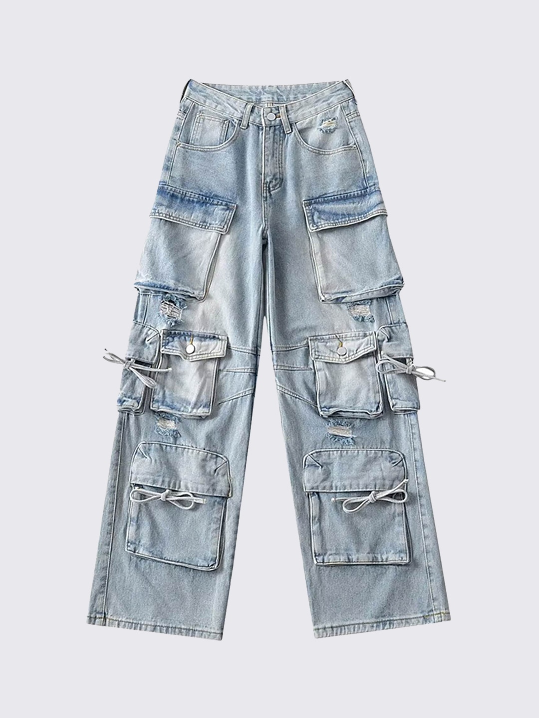 

LULU & SKY Women Loose Fit Low-Rise Cargos Trousers, Blue