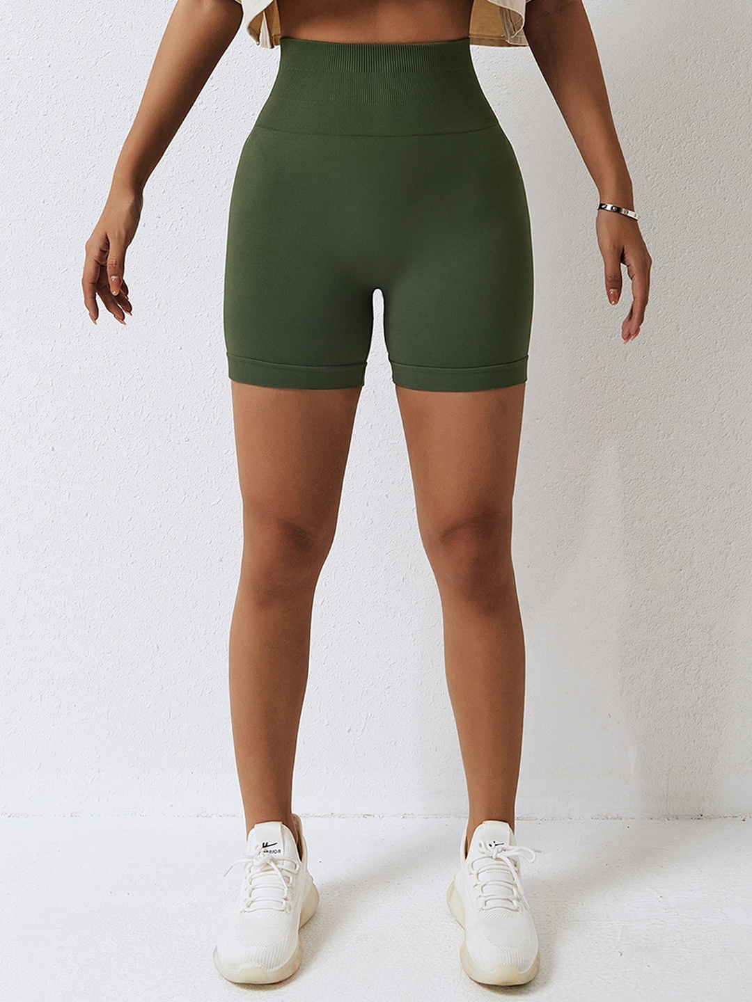 

LULU & SKY Women Slim Fit High-Rise Yoga Sports Shorts, Green