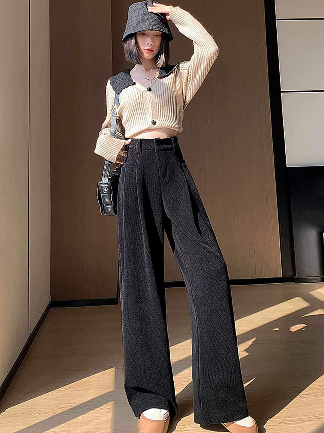 

LULU & SKY Women High-Rise Bootcut Trousers, Black