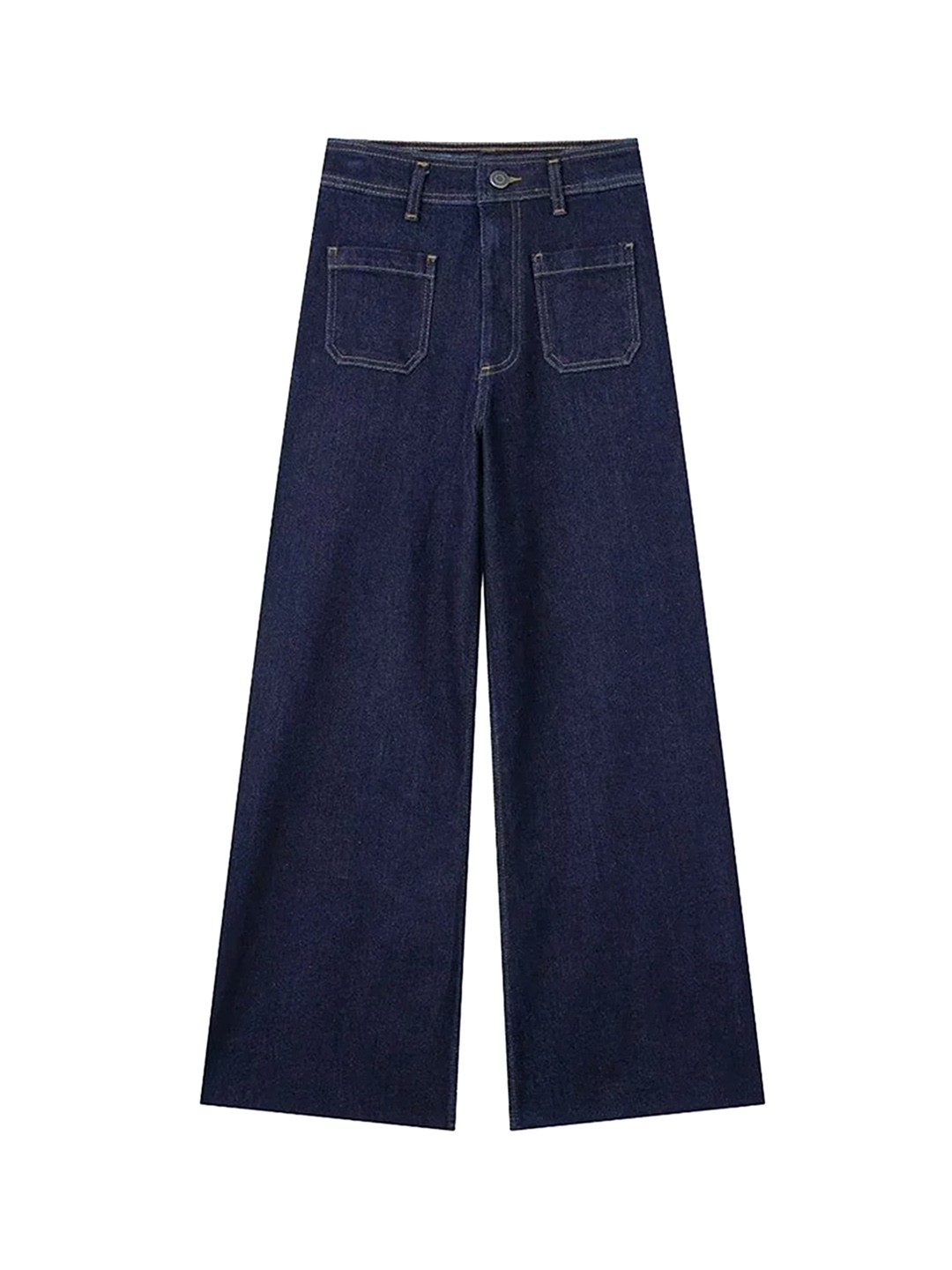 

LULU & SKY Women Blue Wide Leg High-Rise Jeans, Navy blue