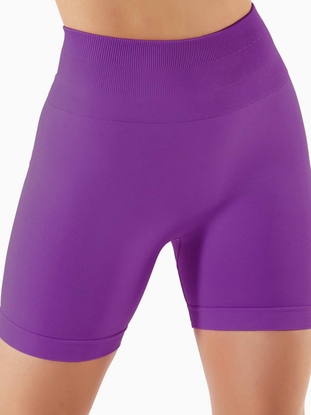 

LULU & SKY Women Slim Fit High-Rise Seamless Yoga Sports Shorts, Purple