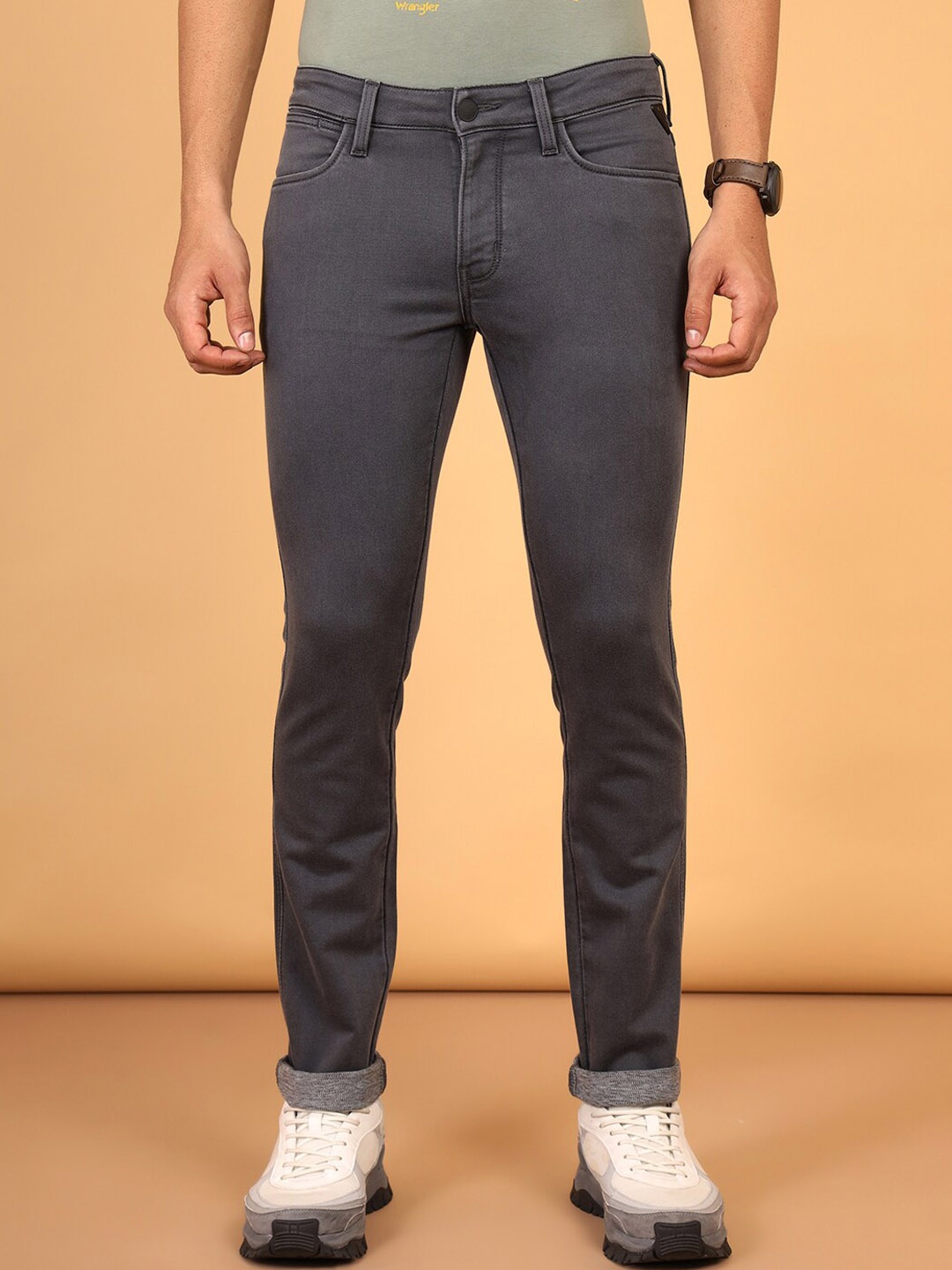 

Wrangler Men Skanders Slim Fit Low-Rise Stretchable Jeans, Grey