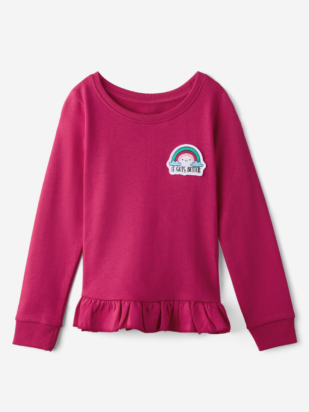 

The Souled Store Girls Graphic Printed Pure Cotton T-shirt, Pink