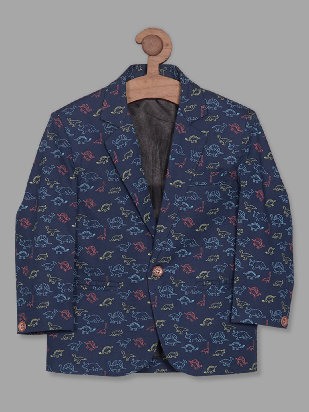 

RIKIDOOS Boys Printed Tailored Fit Single-Breasted Blazers, Blue