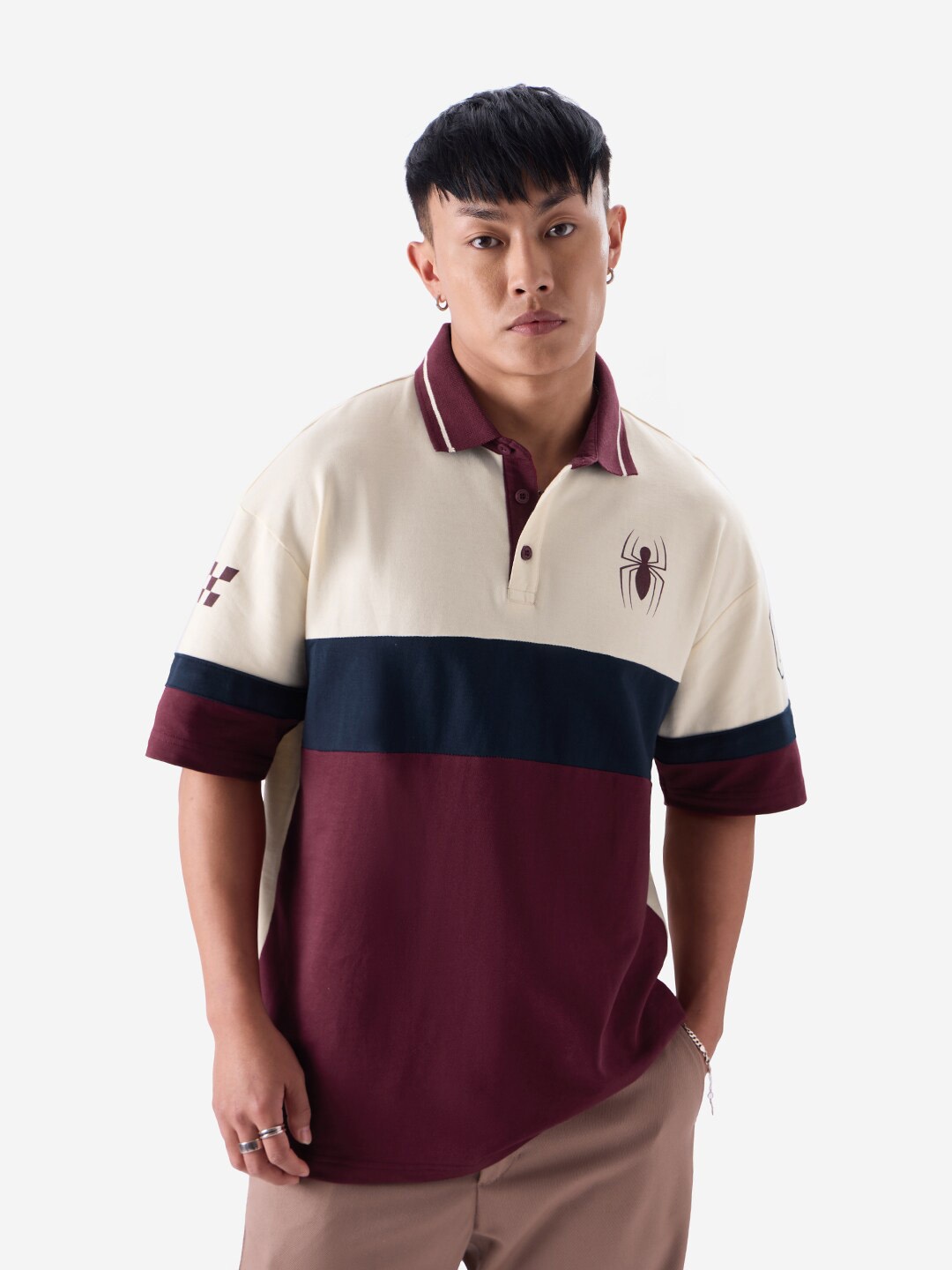 

The Souled Store Printed Polo Collar T-shirt, Burgundy