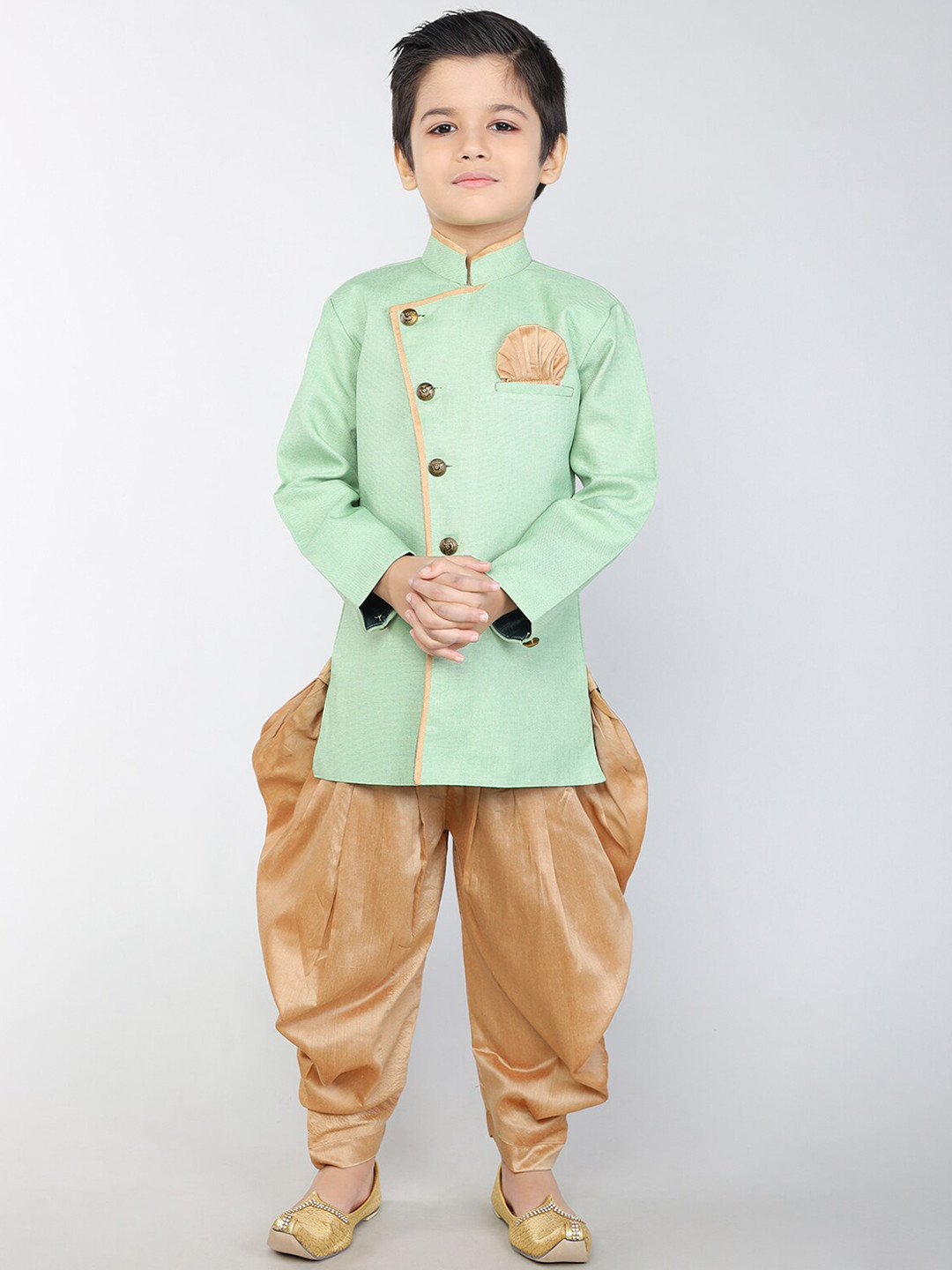 

BAESD Boys Green Regular Kurta with Dhoti Pants