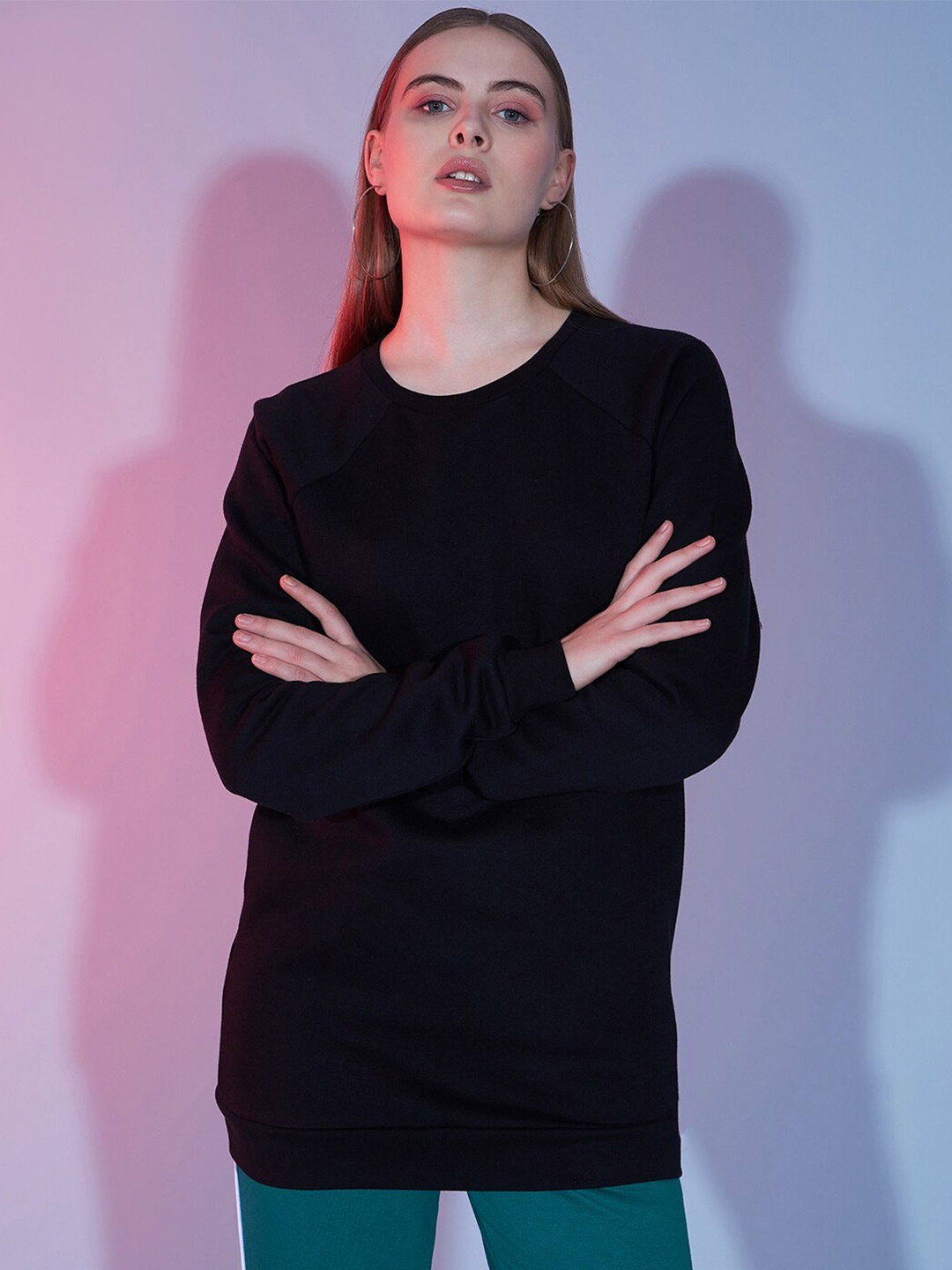 

DressBerry Round Neck Pullover Sweatshirt, Black