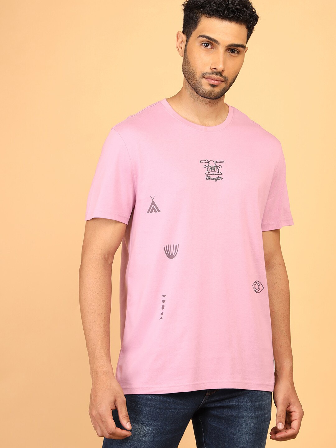 

Wrangler Graphic Printed Cotton T-shirt, Pink