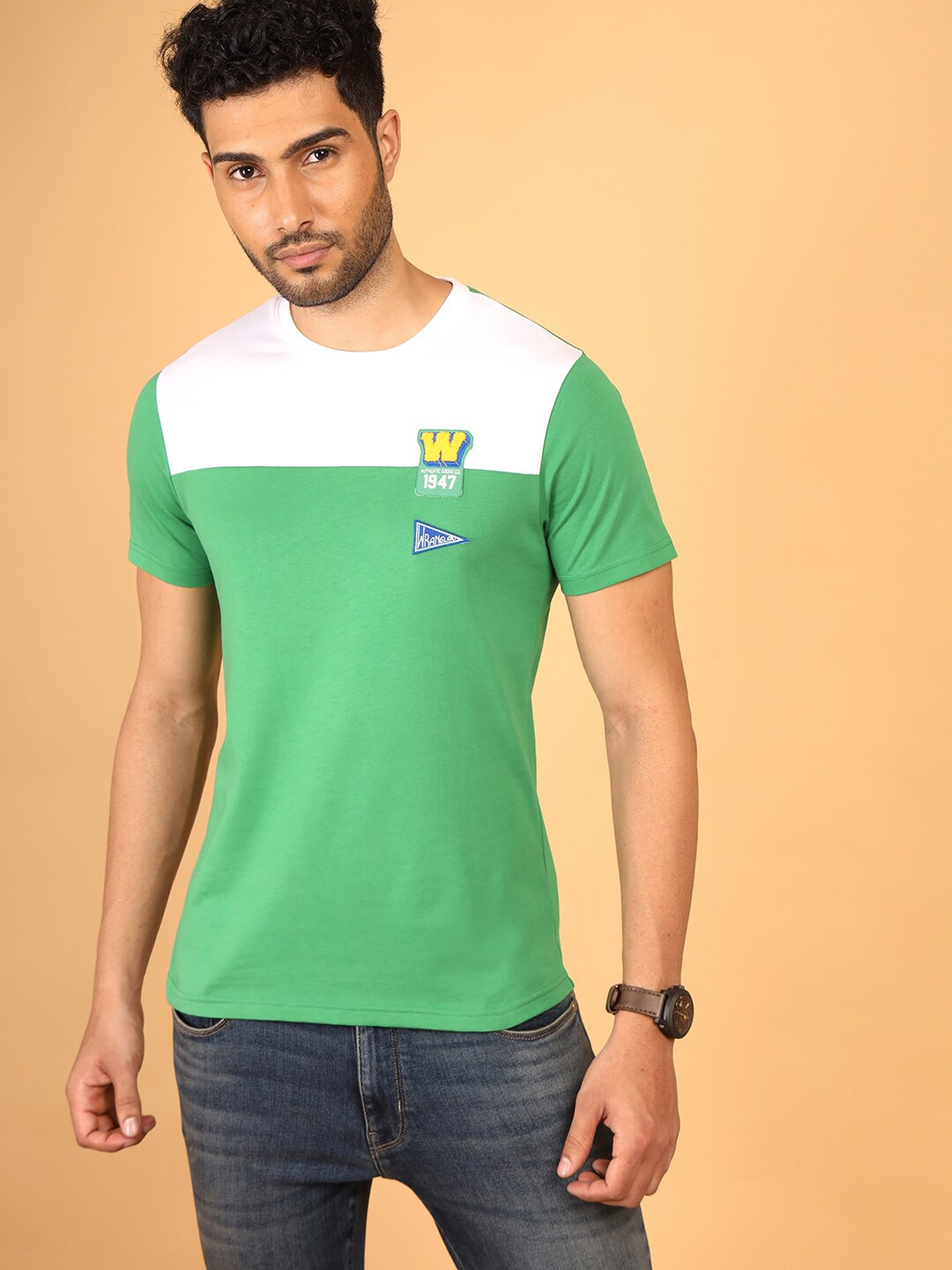 

Wrangler Colourblocked Cotton T-shirt, Green