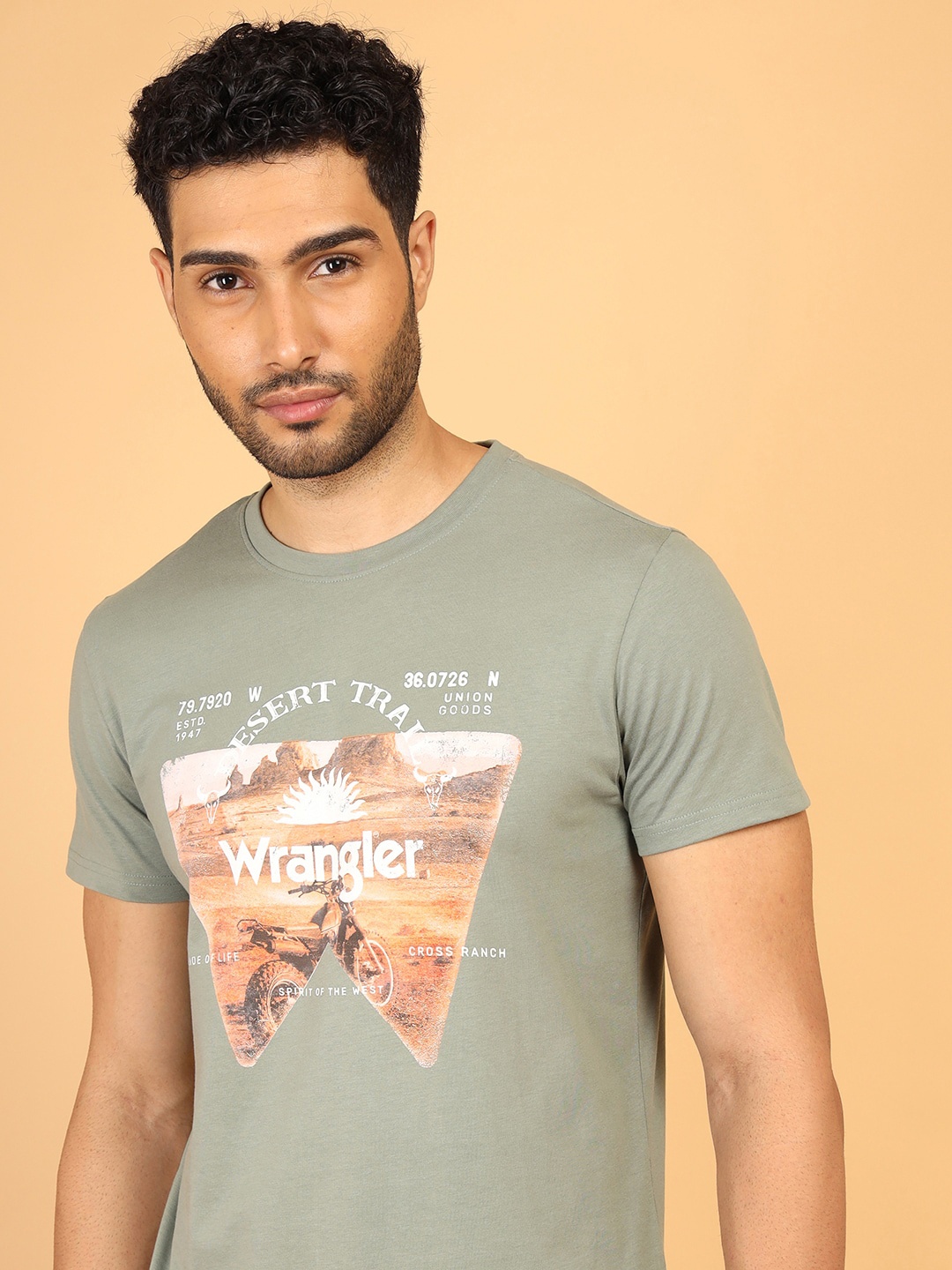

Wrangler Graphic Printed Cotton T-shirt, Grey