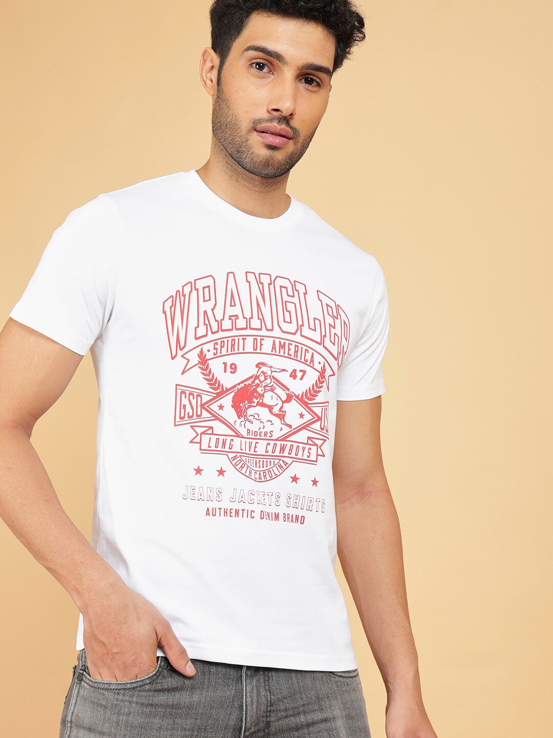 

Wrangler Graphic Printed Cotton T-shirt, White