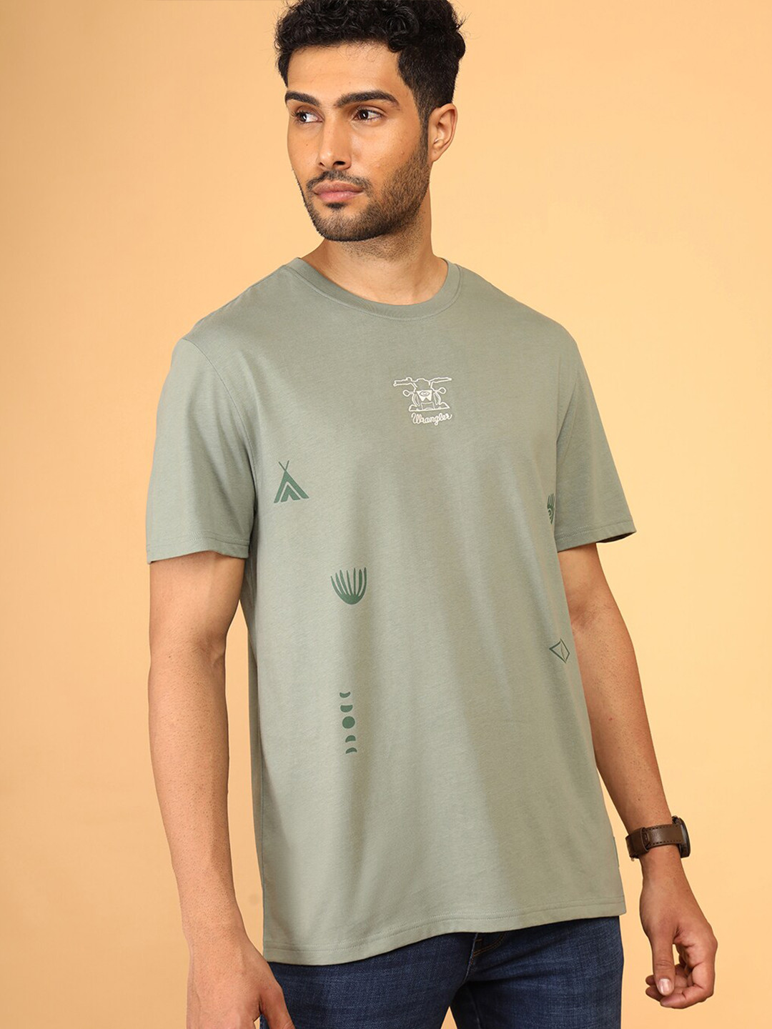 

Wrangler Graphic Printed Cotton T-shirt, Grey