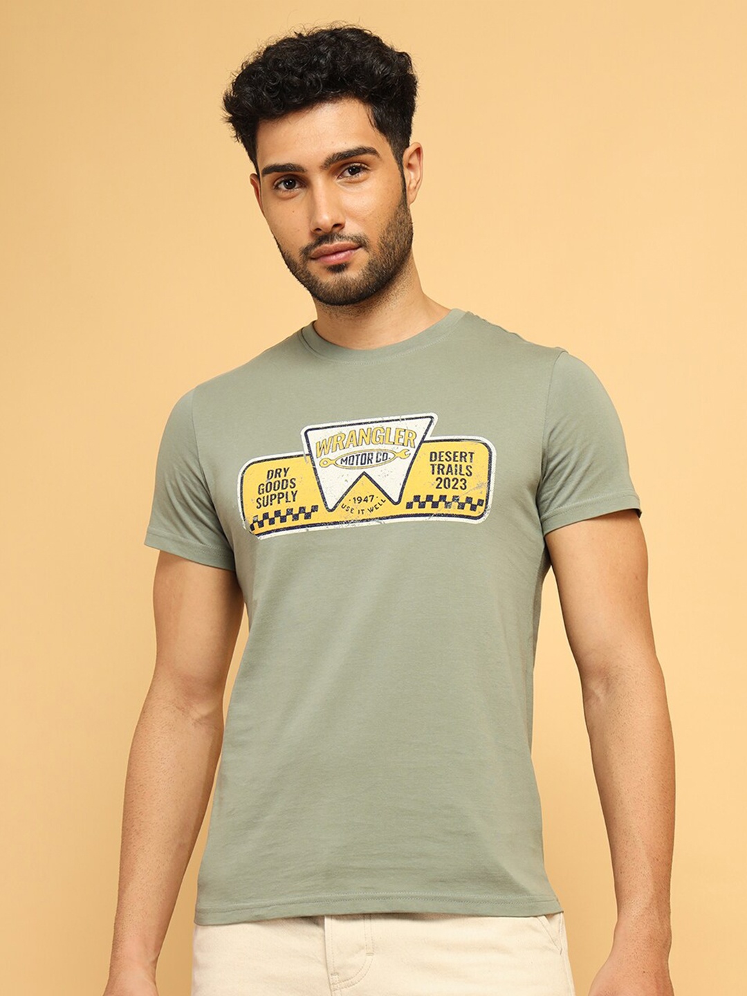 

Wrangler Graphic Printed Cotton T-shirt, Grey