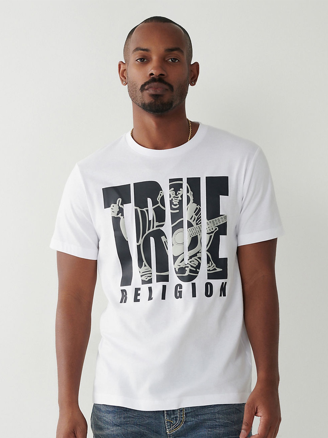 

True Religion Typography Printed Pure Cotton T-shirt, White