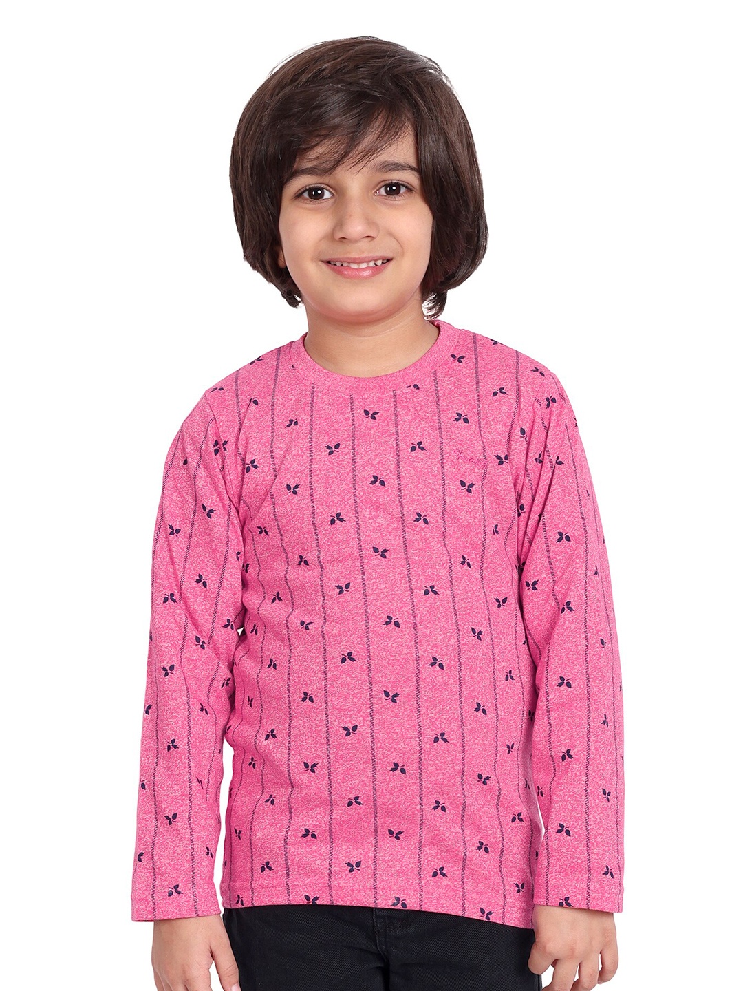 

BAESD Boys Printed Round Neck Long Sleeves Cotton T-shirt, Pink