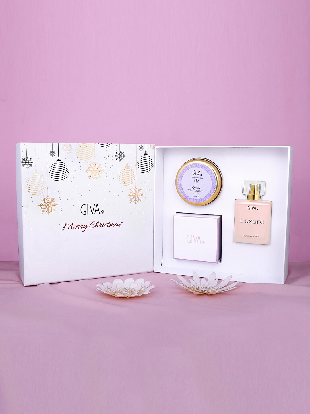 

GIVA Perfume With Candle & Earrings Home Gift Set, Rose gold