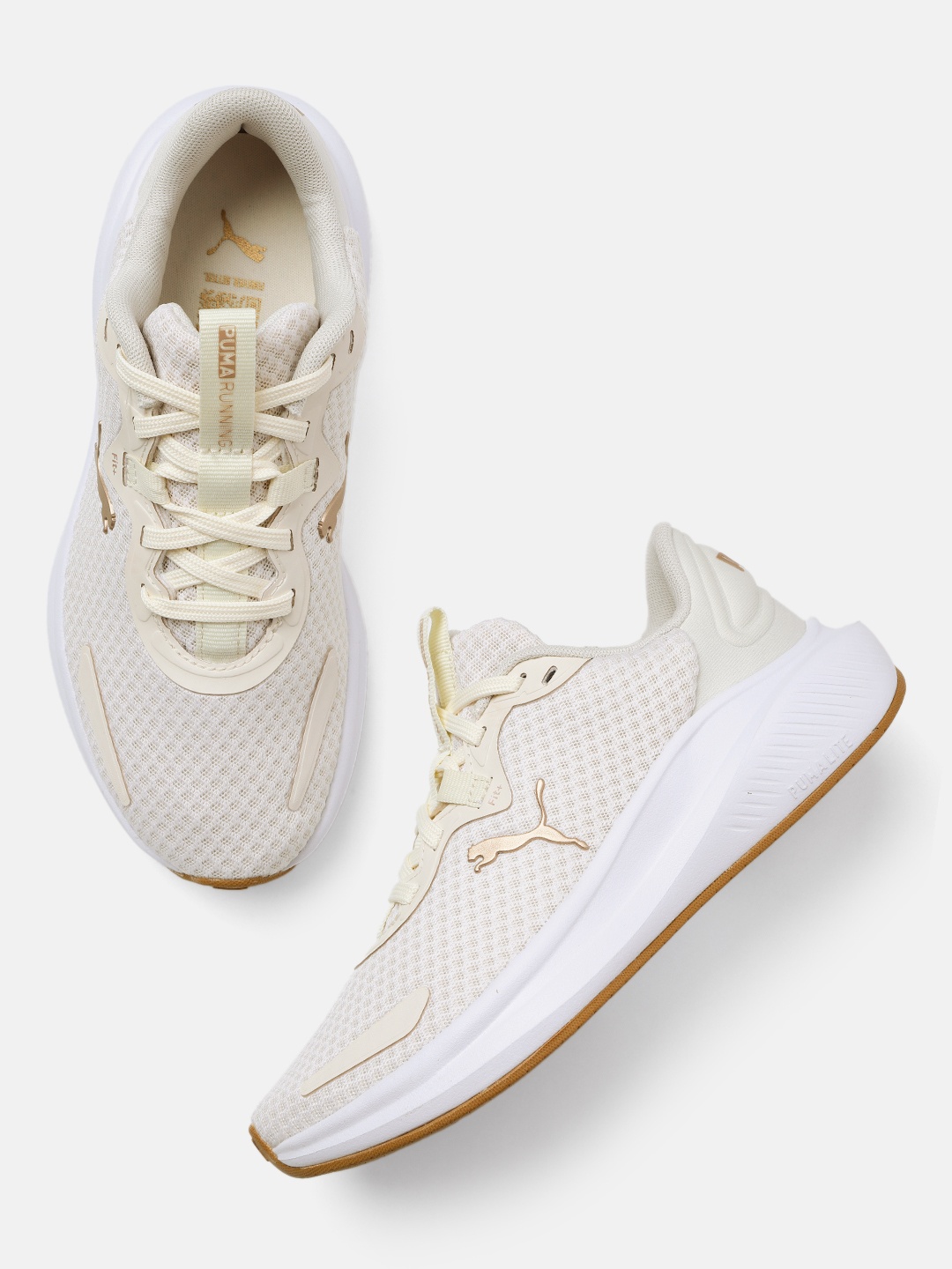 

Puma Unisex Textured Skyrocket Lite Alt Road Running Shoes, Cream