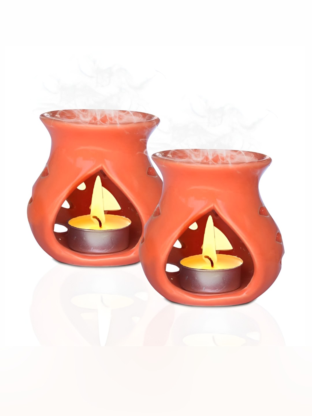 

Pure Source India Orange Coloured 2 Pcs Aroma Oil Diffusers With Candle 20 ml