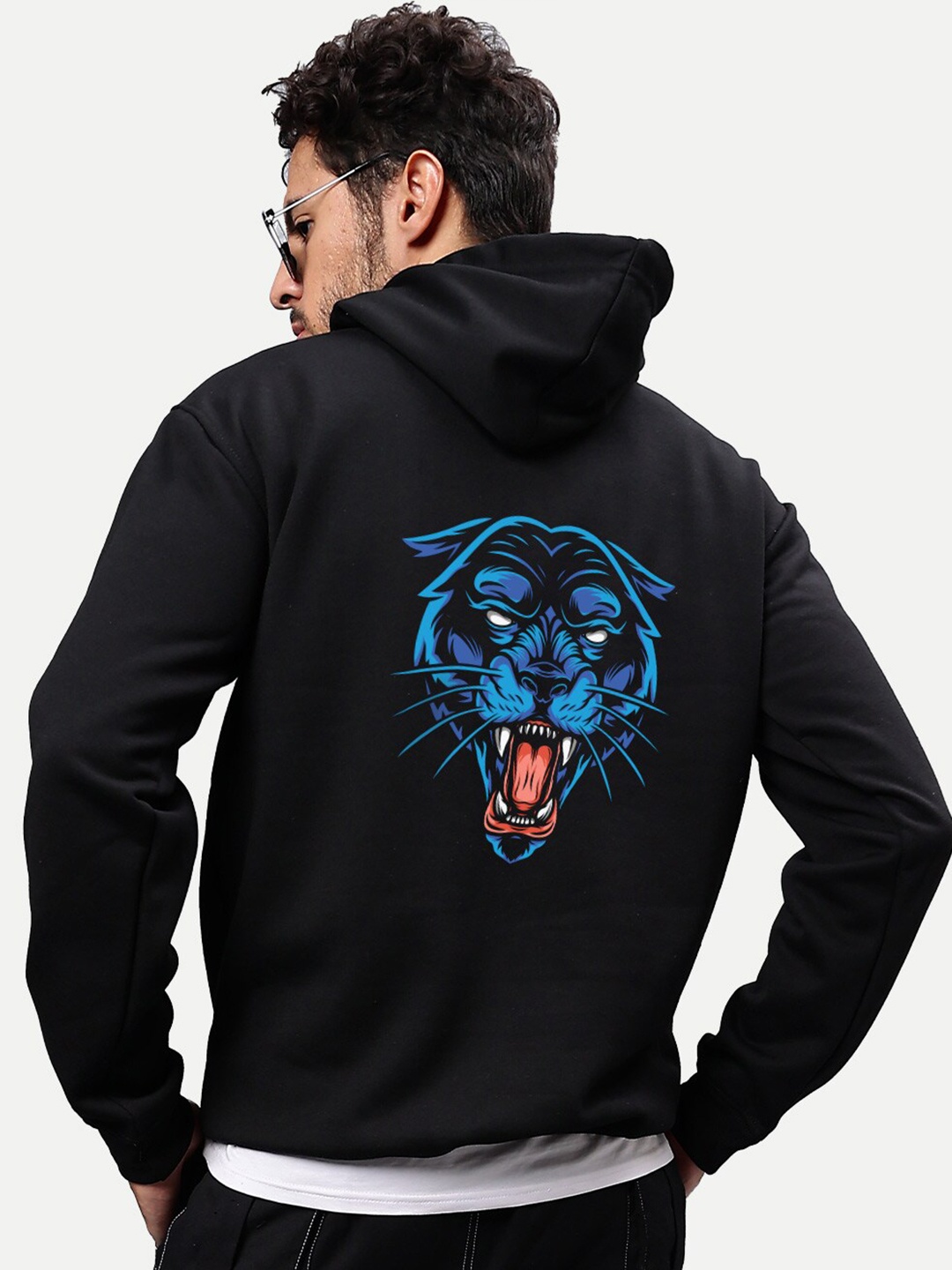 

Mad Over Print Graphic Printed Hooded Pullover, Black