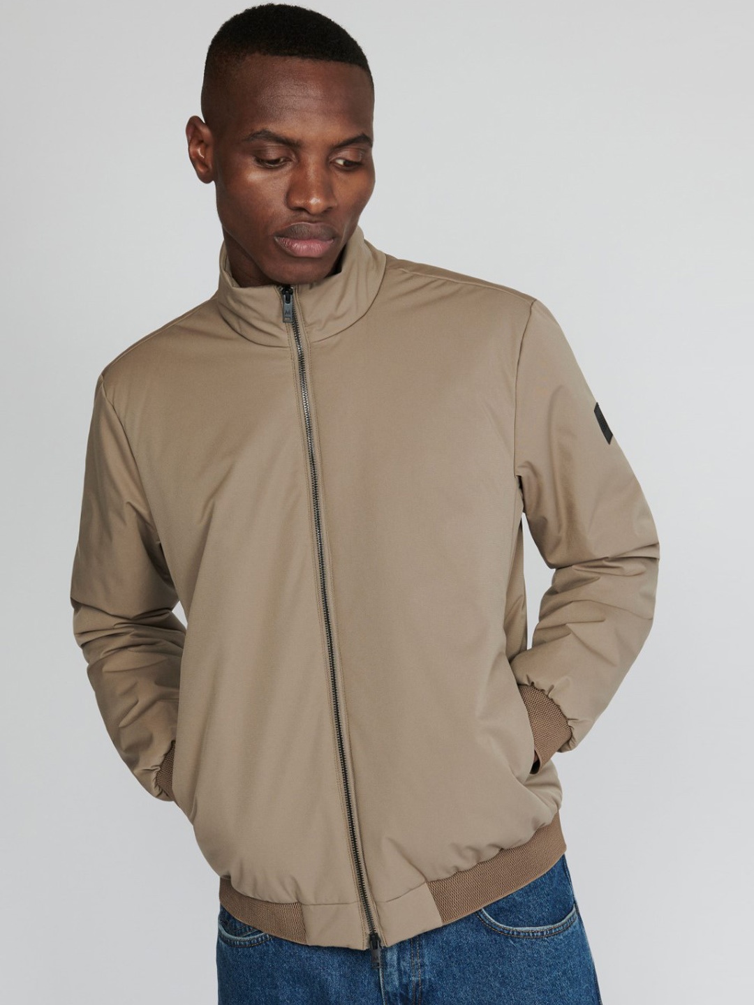 

Matinique Stand Collar Bomber Jacket, Beige