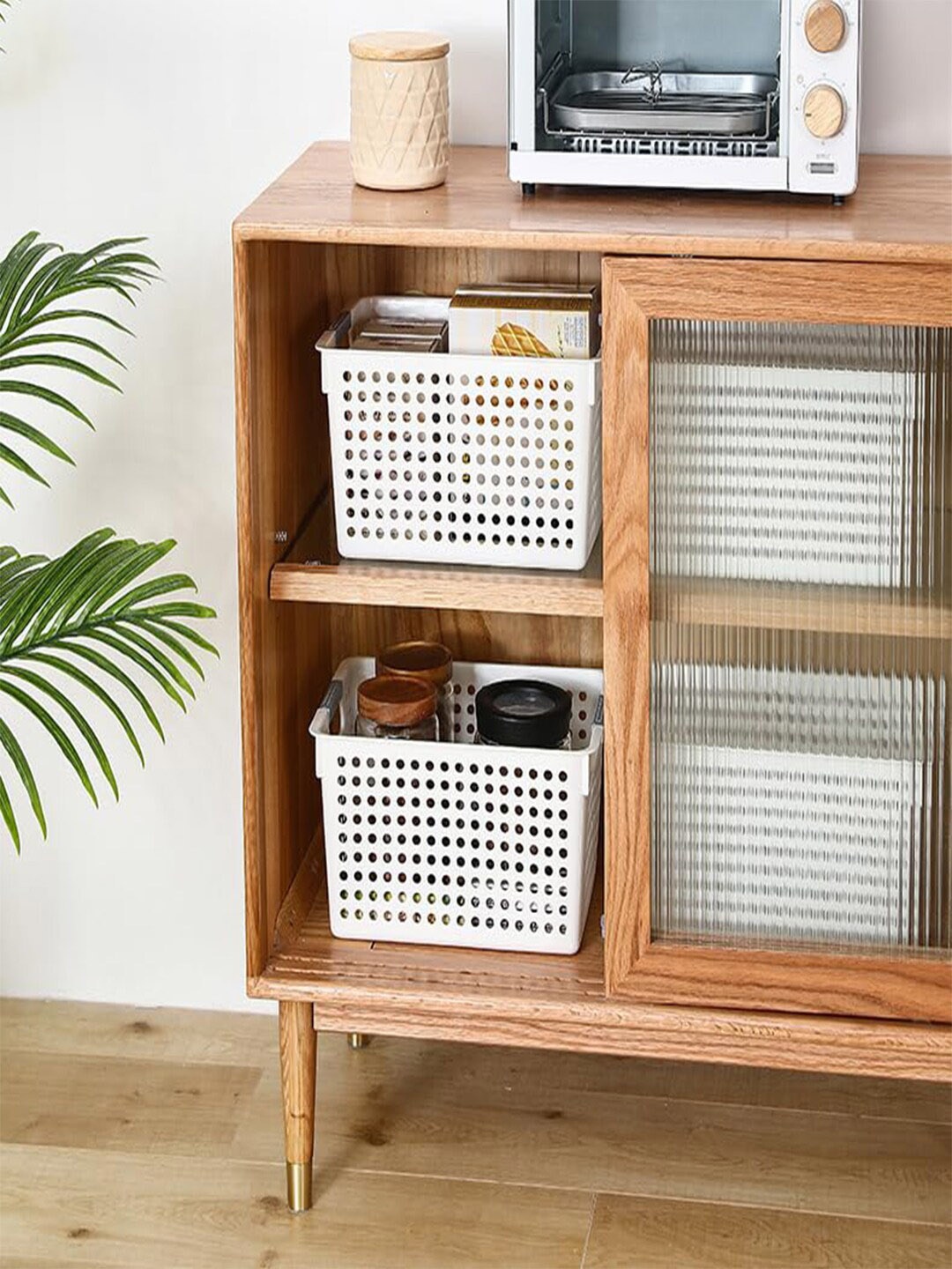 

Kuber Industries White Hollow Storage Basket Organiser