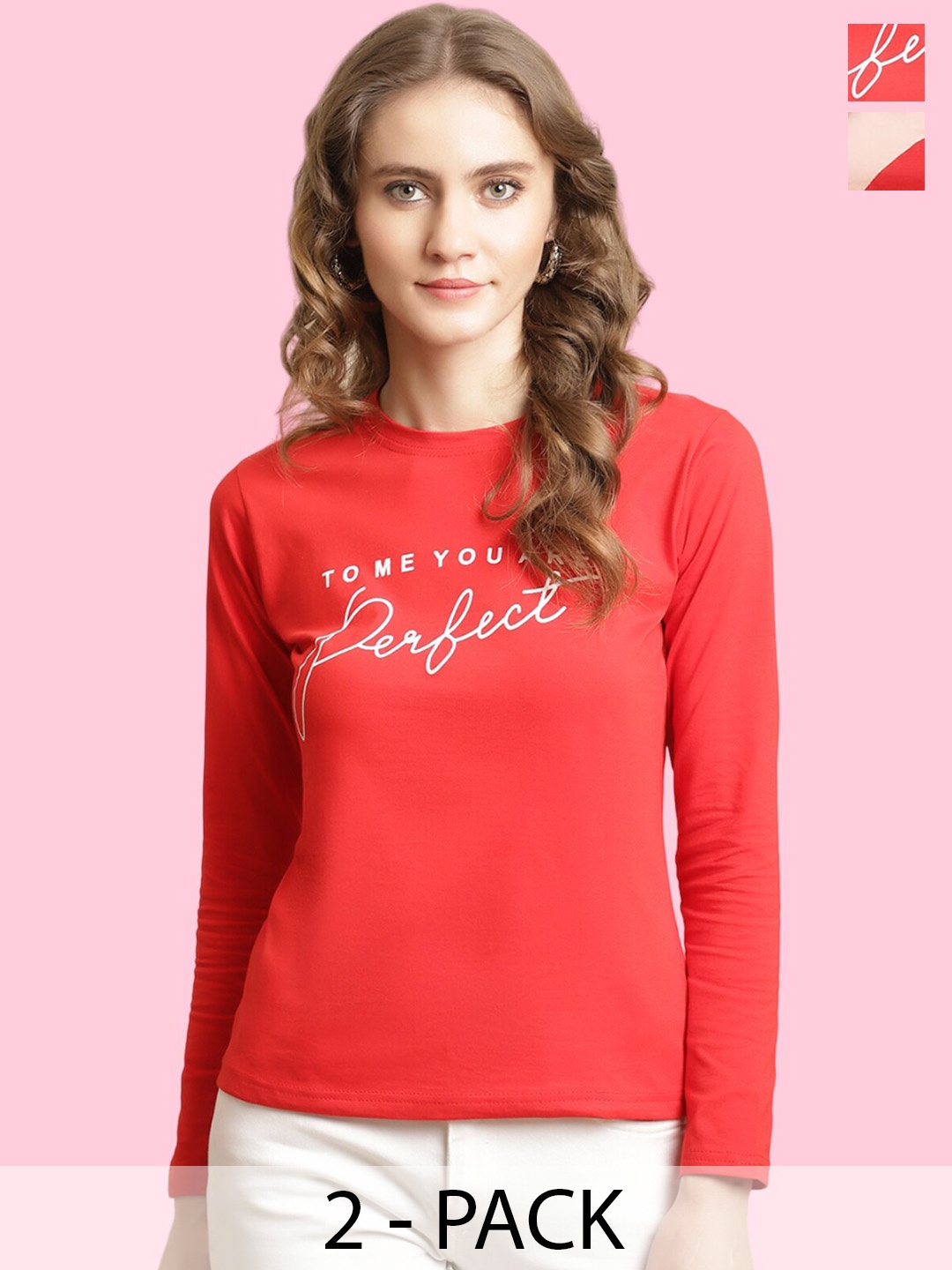 

BAESD Pack Of 2 Long Sleeves Cotton T-shirts, Red