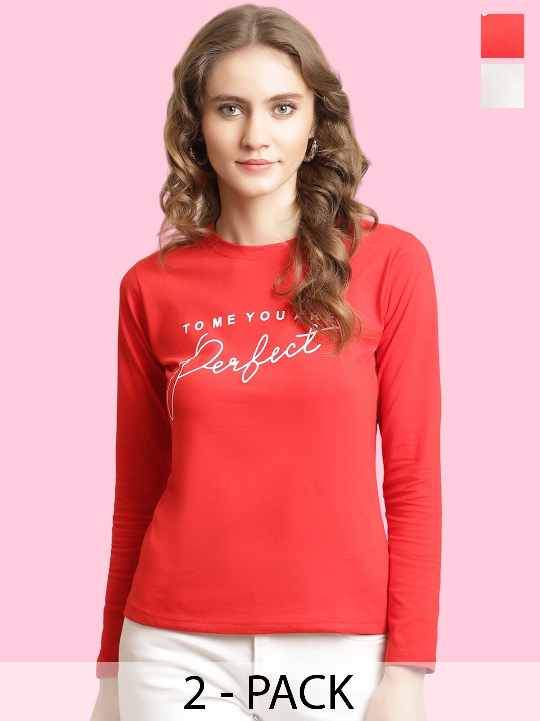 

BAESD Pack Of 2 Colourblocked Cotton T-shirt, Red