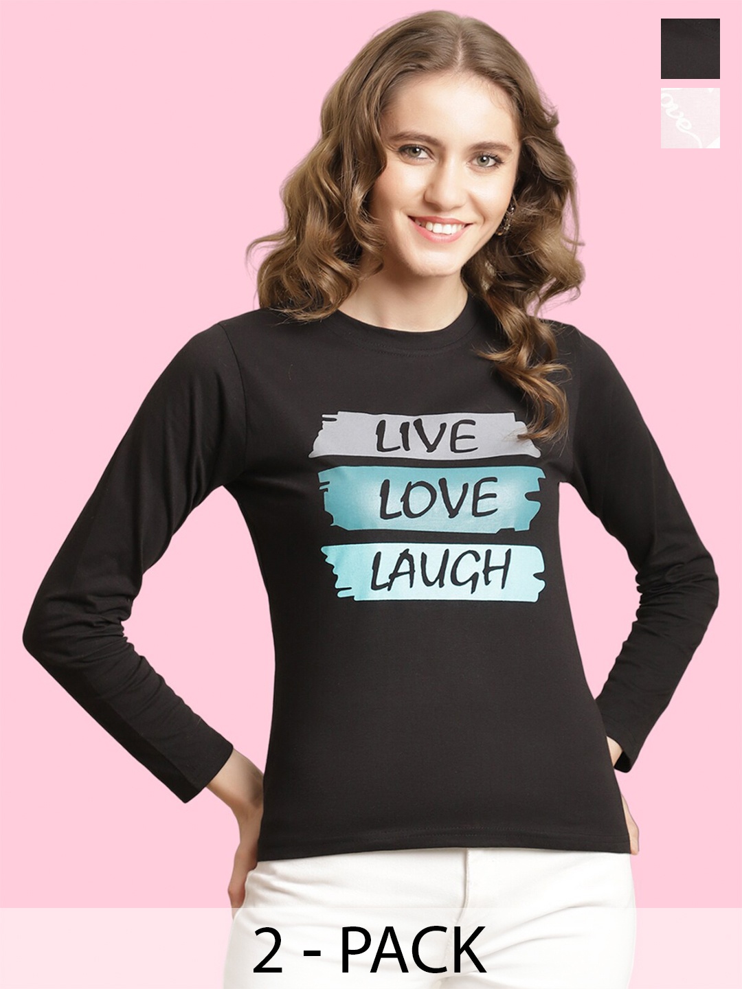 

BAESD Pack Of 2 Printed Cotton T-shirts, Black