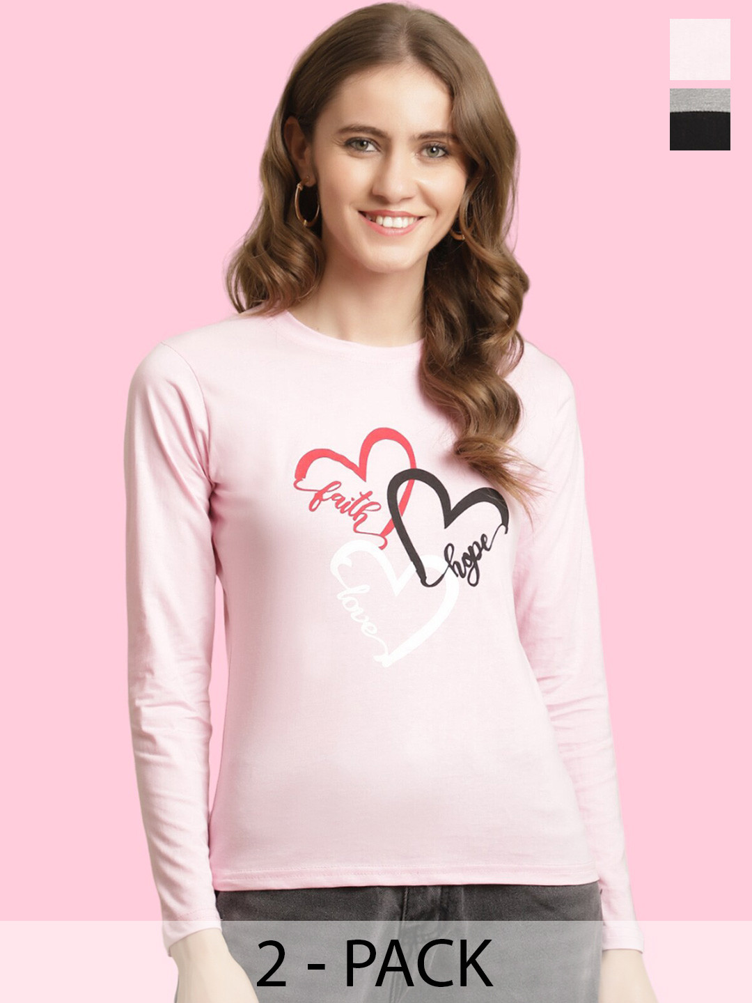

BAESD Pack Of 2 Cotton T-shirts, Pink
