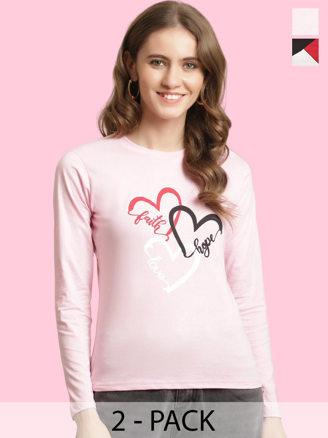 

BAESD Pack Of 2 Colourblocked Cotton T-shirt, Pink