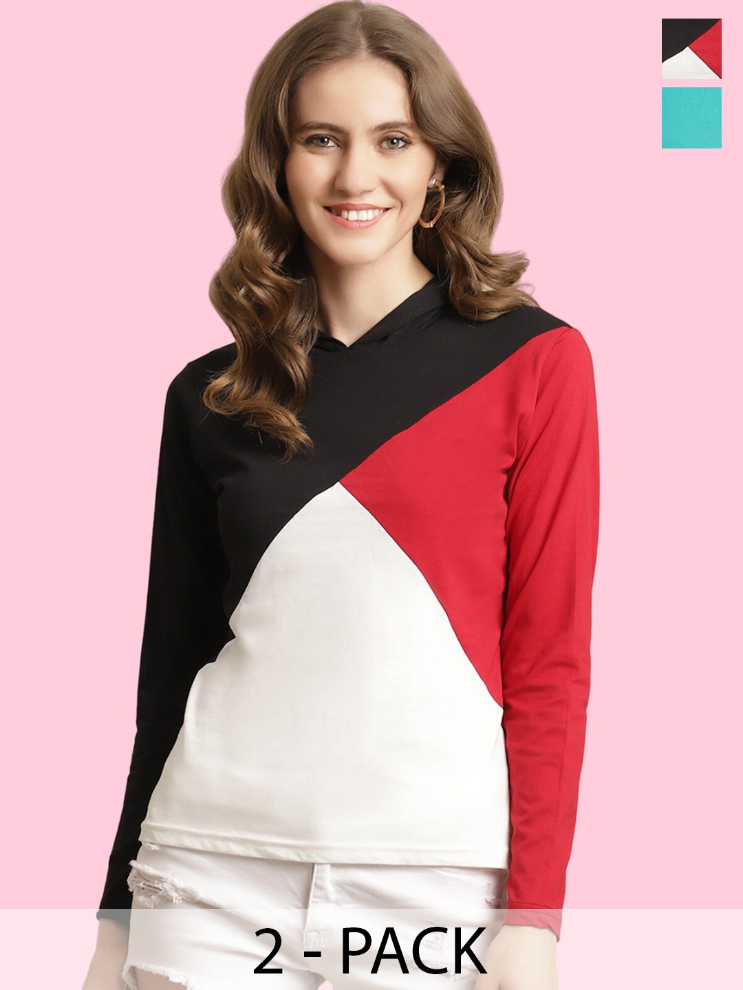 

BAESD Pack Of 2 Colourblocked Cotton T-shirts, Black