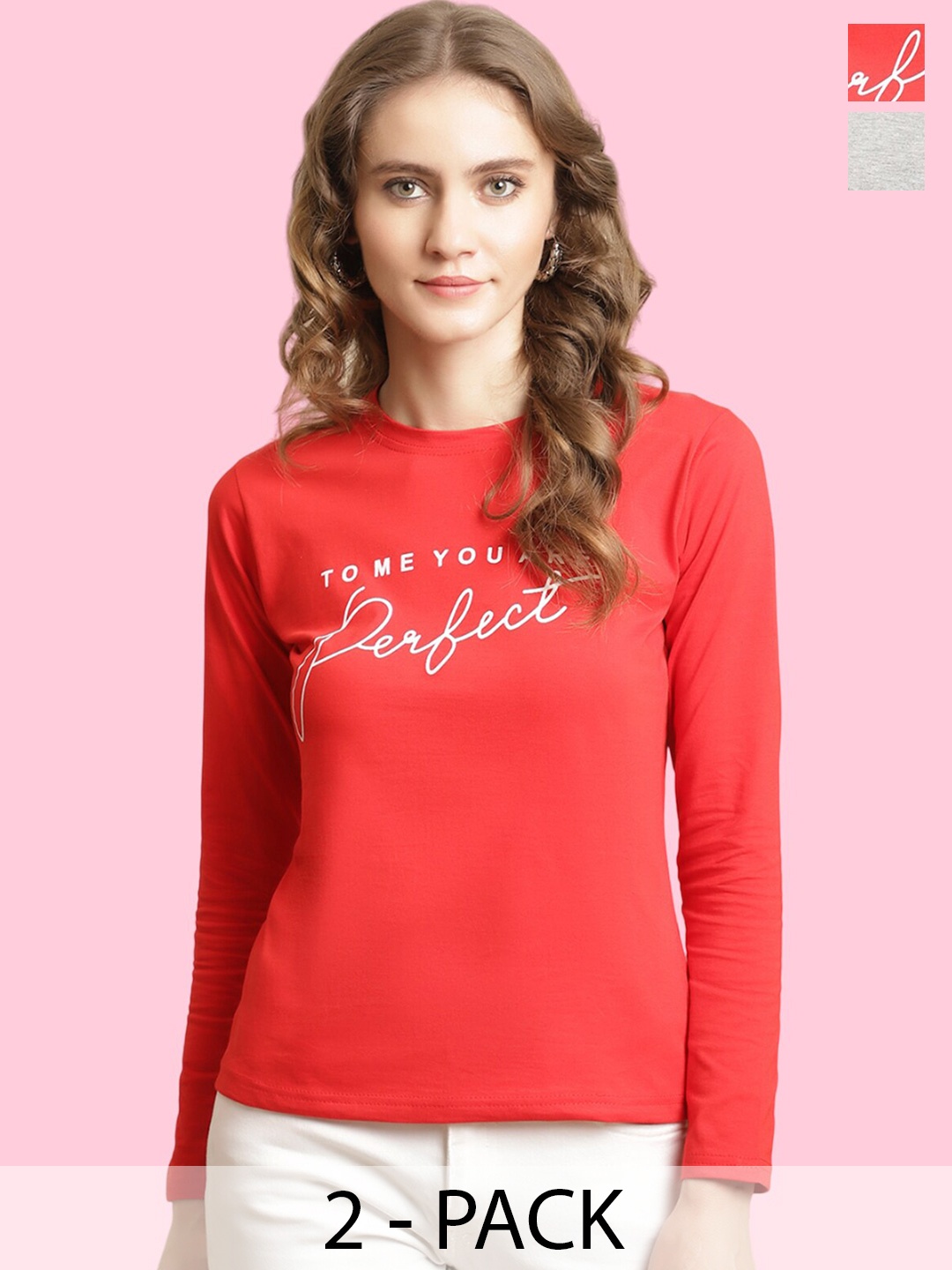 

BAESD Pack Of 2 Colourblocked Cotton T-shirt, Red