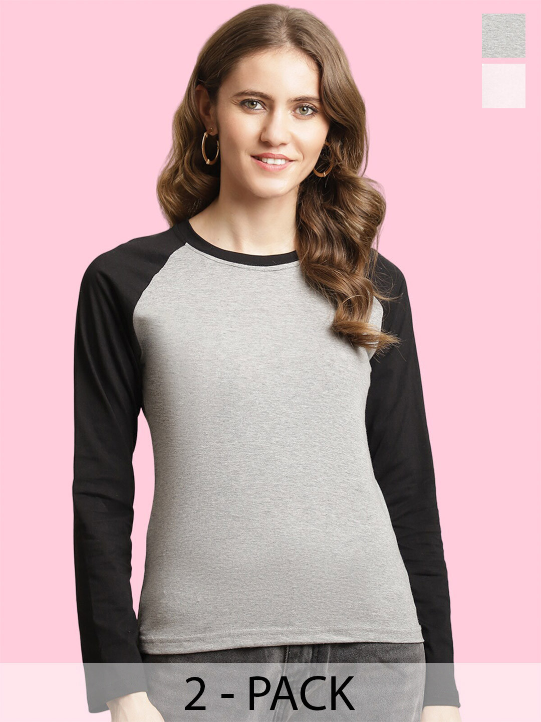 

BAESD Pack Of 2 Colourblocked Cotton T-shirt, Grey