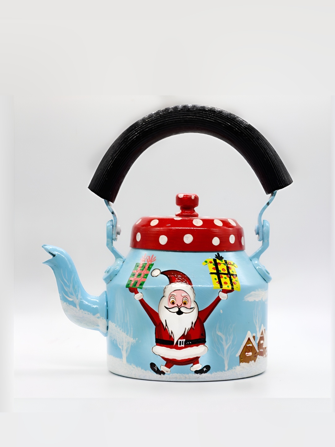 

iHandikart Blue & Red Christmas Printed Stainless Steel Glossy Kettle 1L