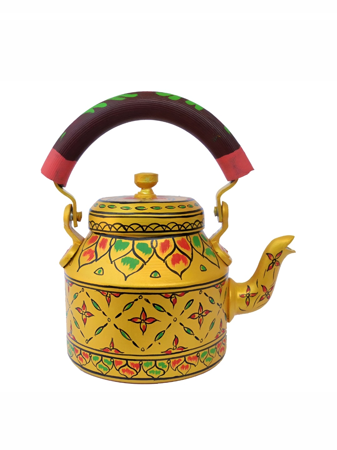 

iHandikart Yellow & Green Printed Aluminium Glossy Kettle