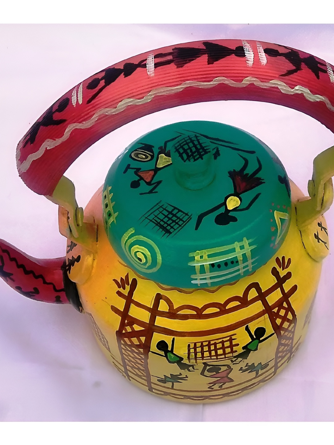 

iHandikart Yellow & Red Printed Stainless Steel Glossy Kettle 1L