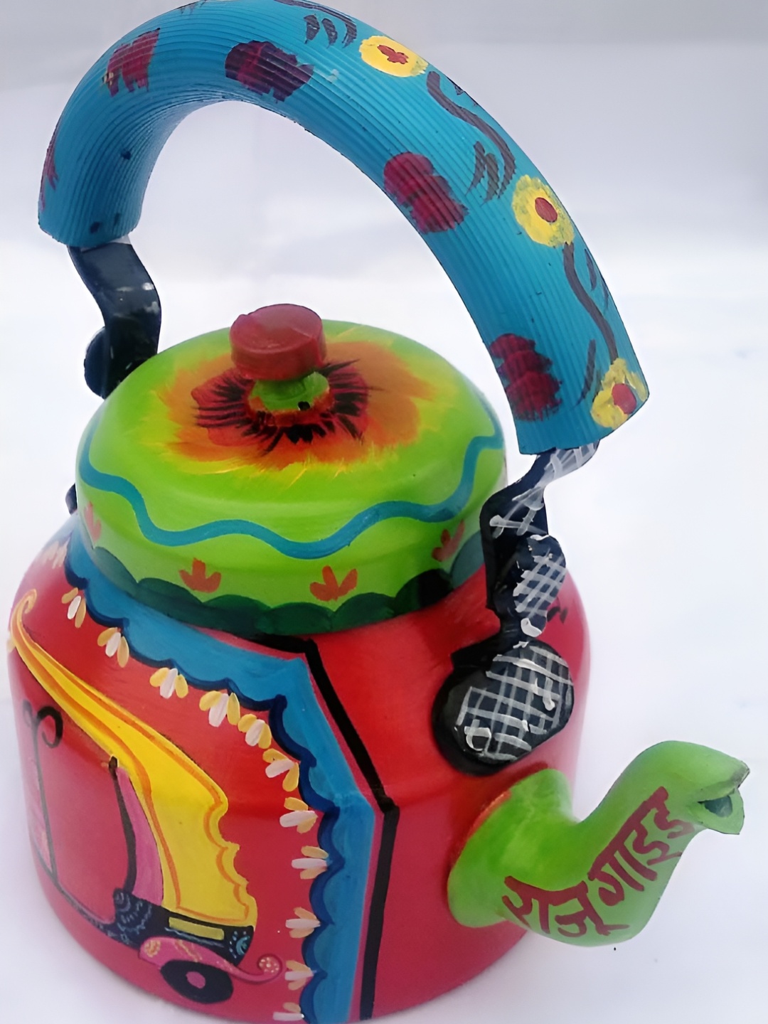 

iHandikart Red & Blue Printed Stainless Steel Glossy Kettle 1L