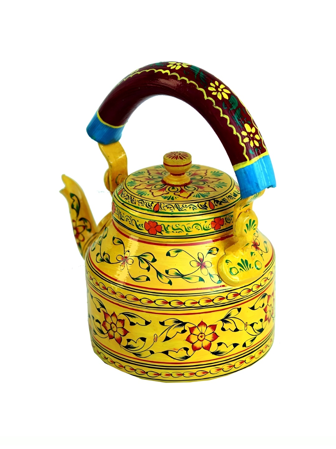 

iHandikart Yellow & Red Printed Aluminium Glossy Kettle