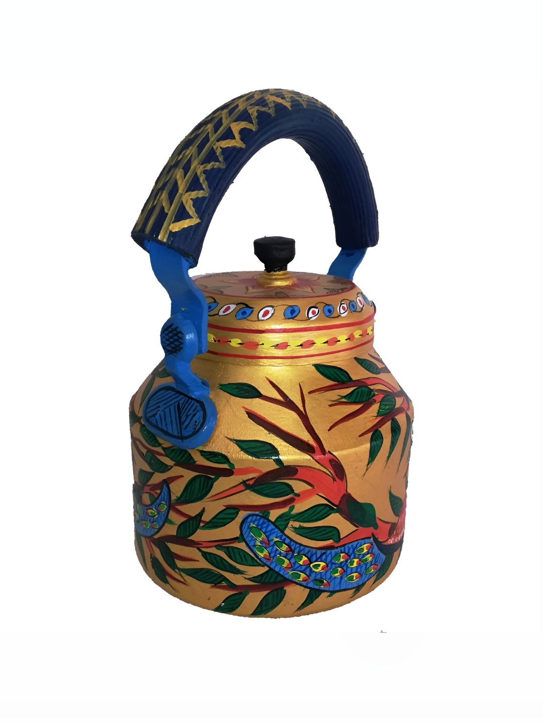 

iHandikart Copper Toned & Blue Printed Stainless Steel Glossy Kettle 1L