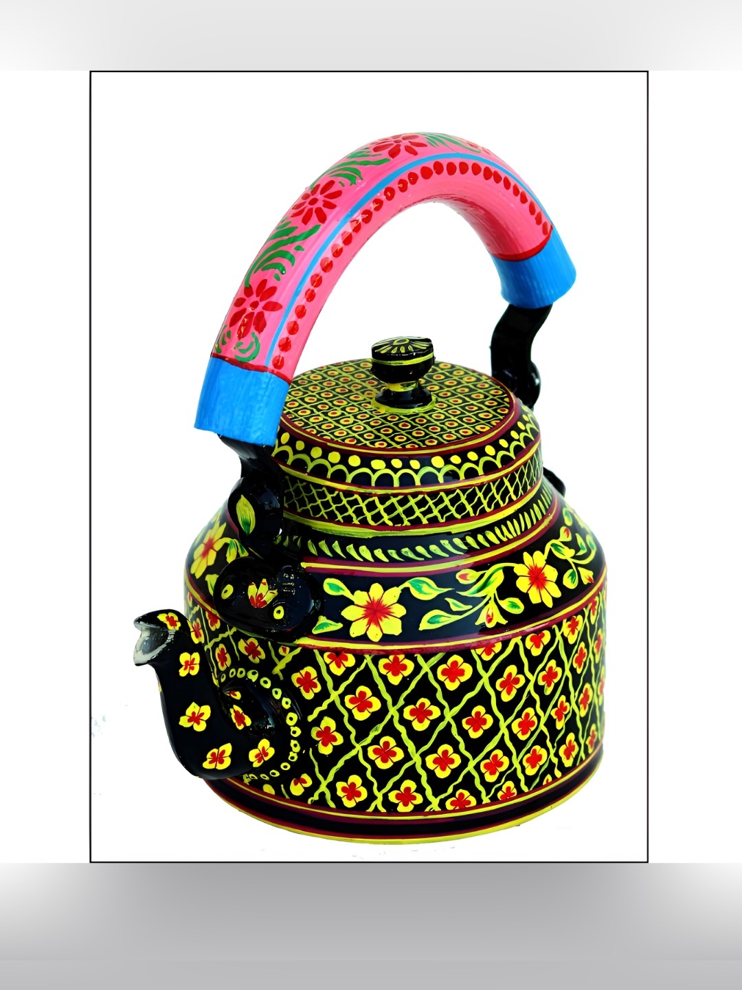 

iHandikart Black & Yellow Printed Stainless Steel Glossy Kettle 1L