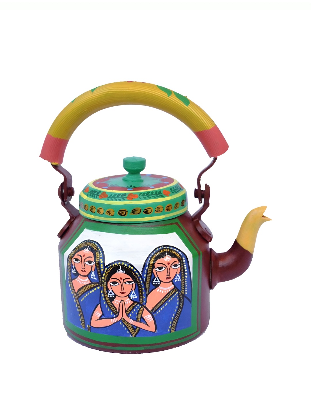 

iHandikart Brown & Green Printed Aluminium Glossy Kettle