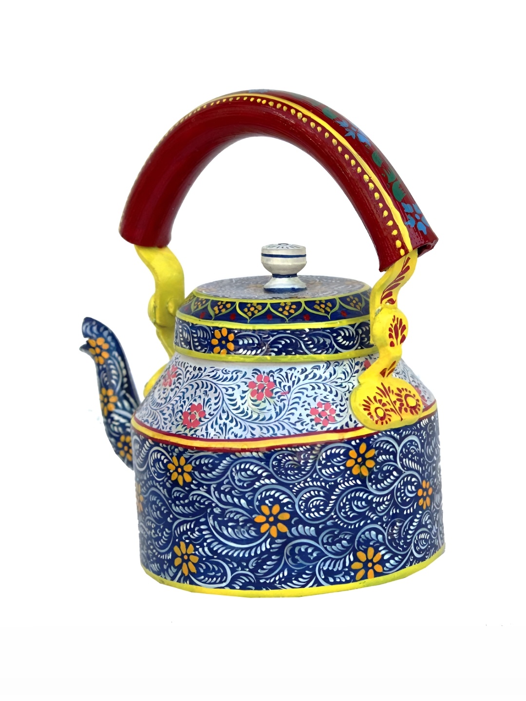 

iHandikart Blue & Maroon Printed Stainless Steel Glossy Kettle 1L