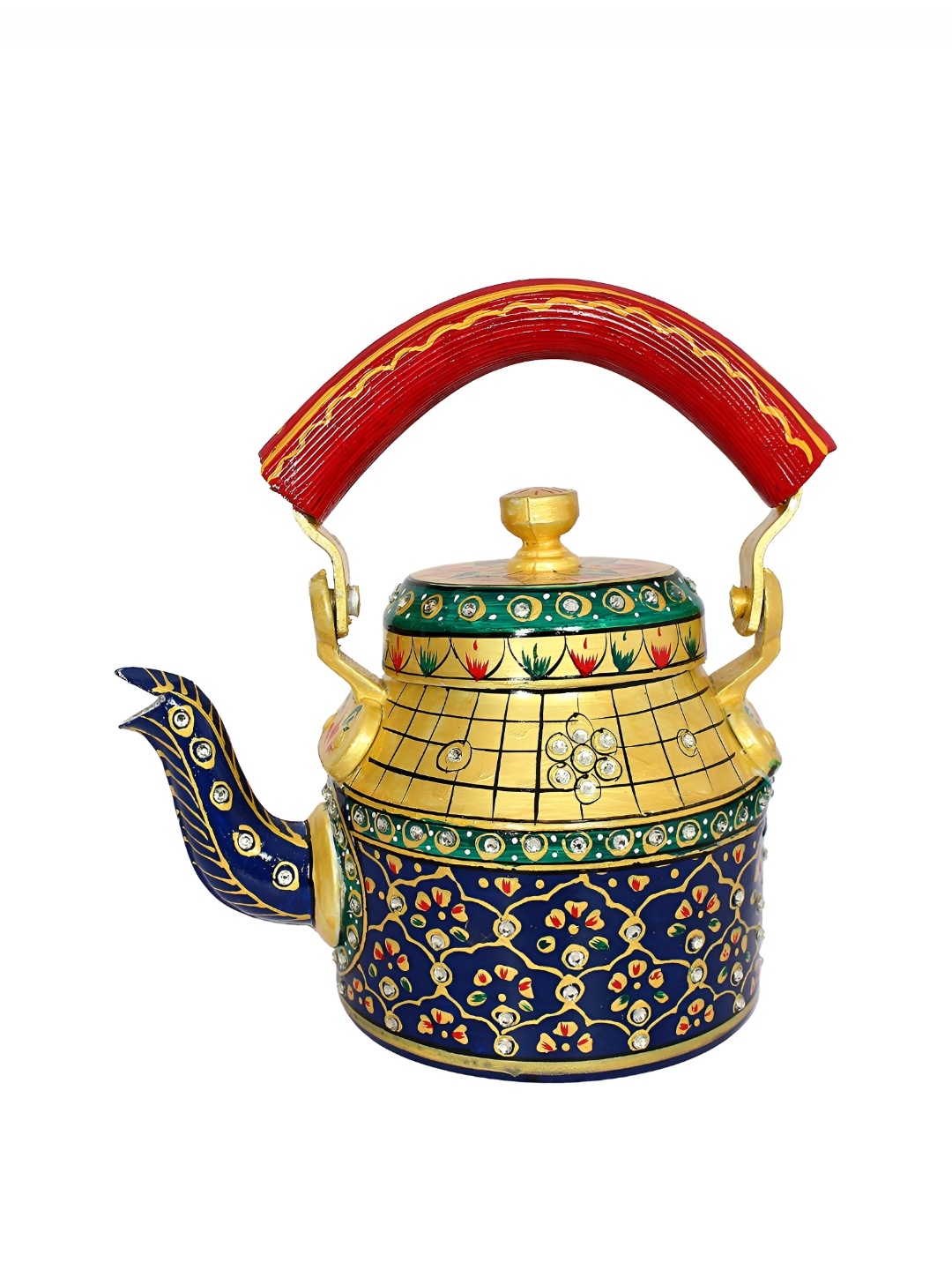 

iHandikart Yellow & Blue Printed Stainless Steel Glossy Kettle 1L
