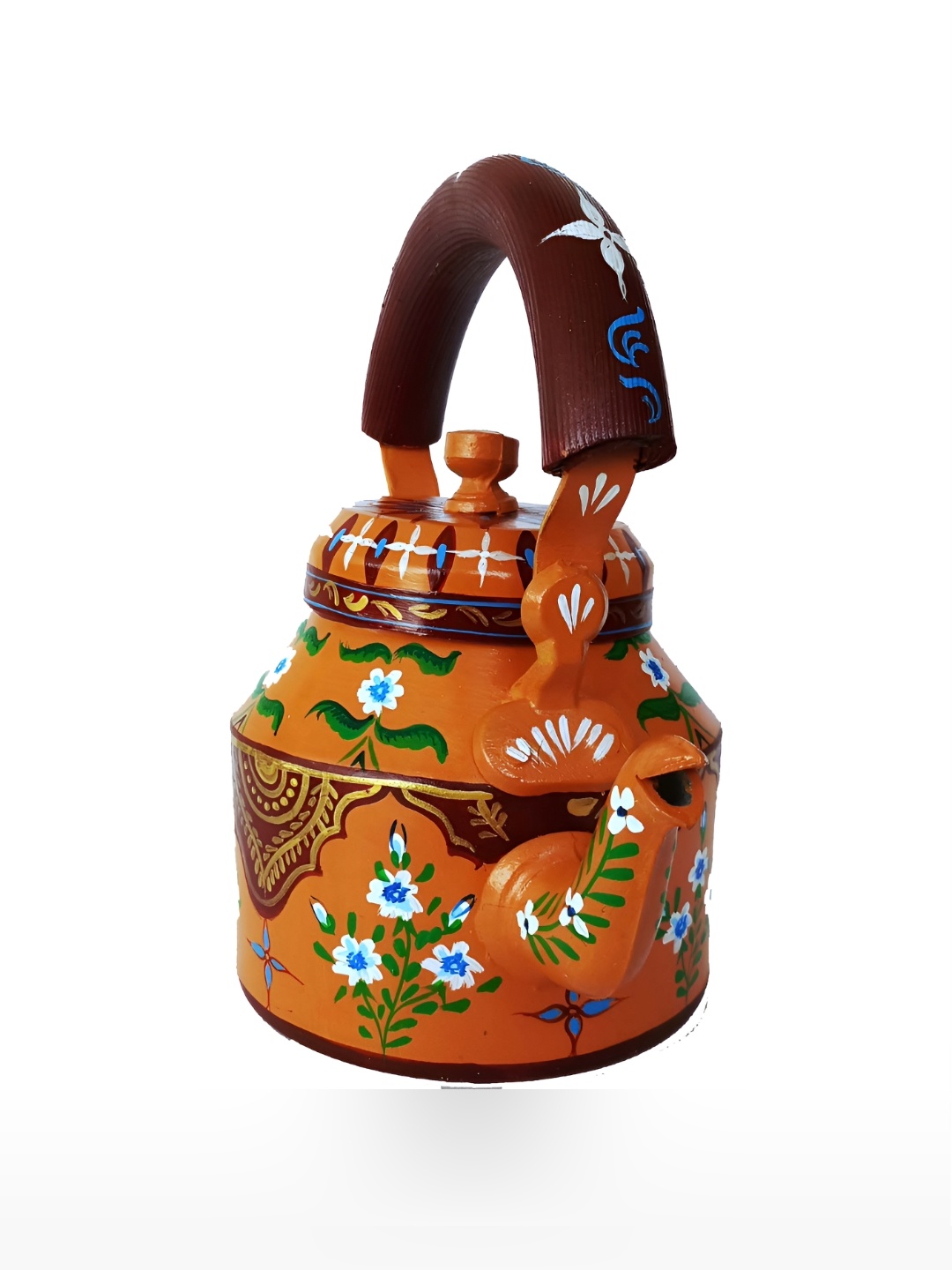 

iHandikart Mustard & Brown Printed Stainless Steel Glossy Kettle 1L