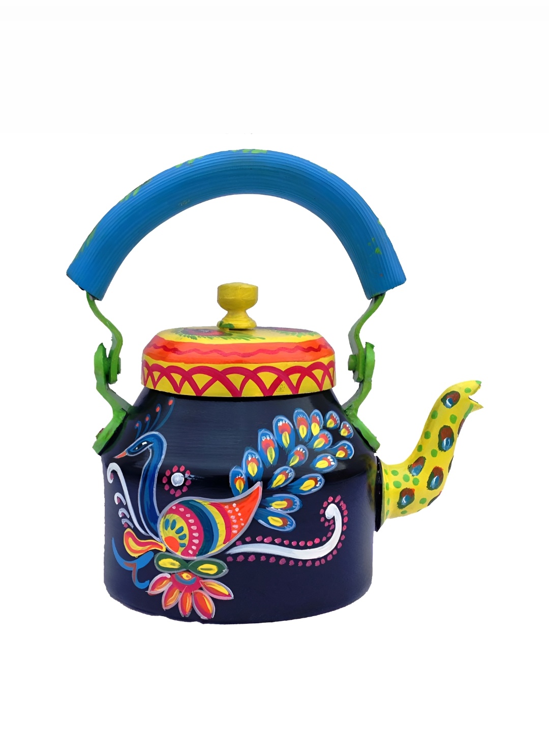 

iHandikart Blue & Yellow Printed Aluminium Glossy Kettle