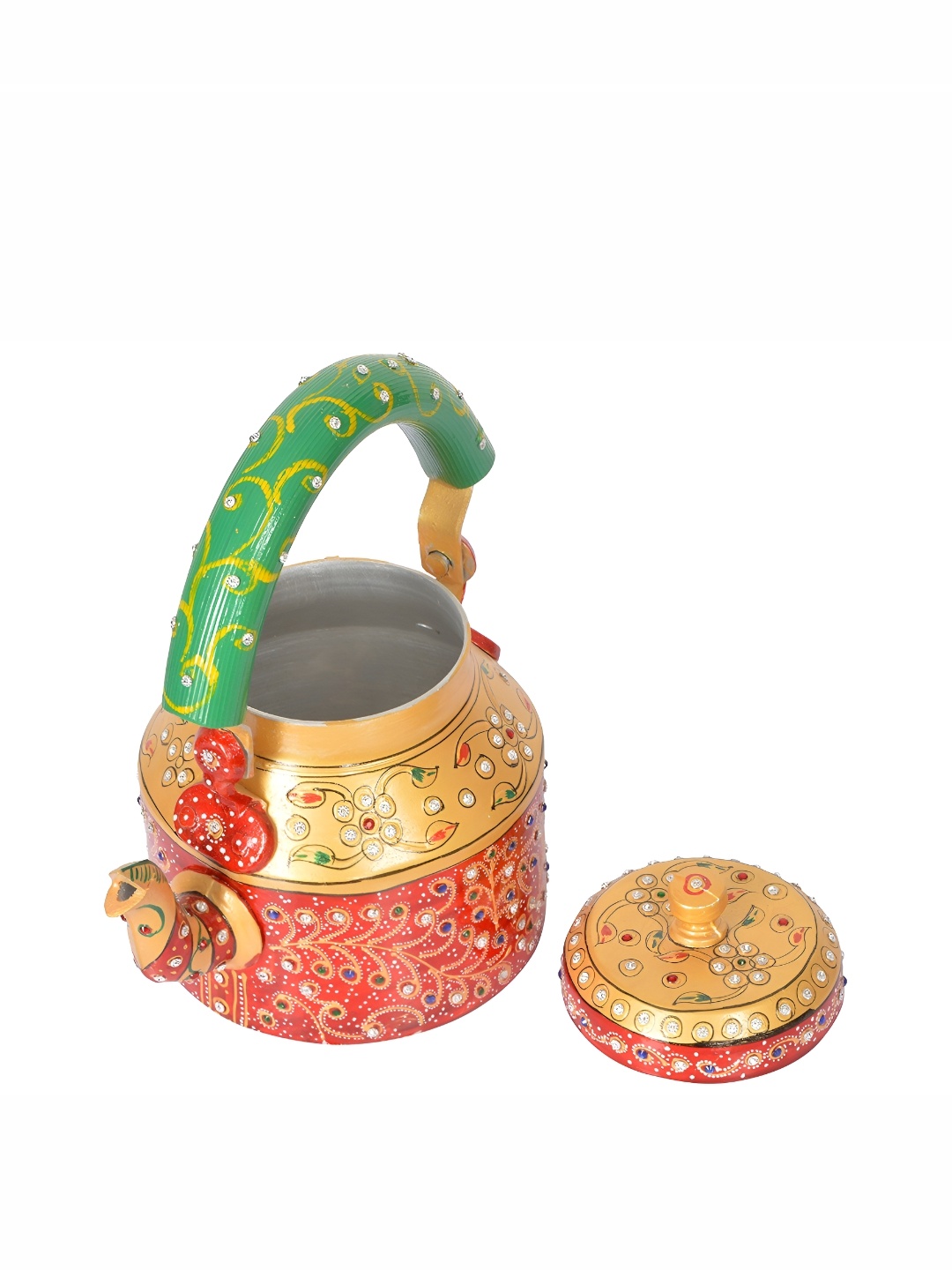 

iHandikart Red & Beige Printed Stainless Steel Glossy Kettle 1L