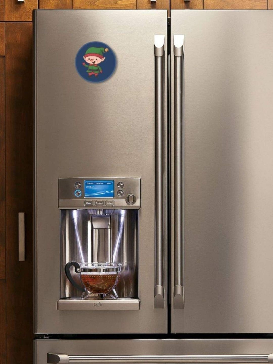 

THEYAYACAFE Blue & Green Snowman Printed BPA Free Round Fridge Decorative Magnet