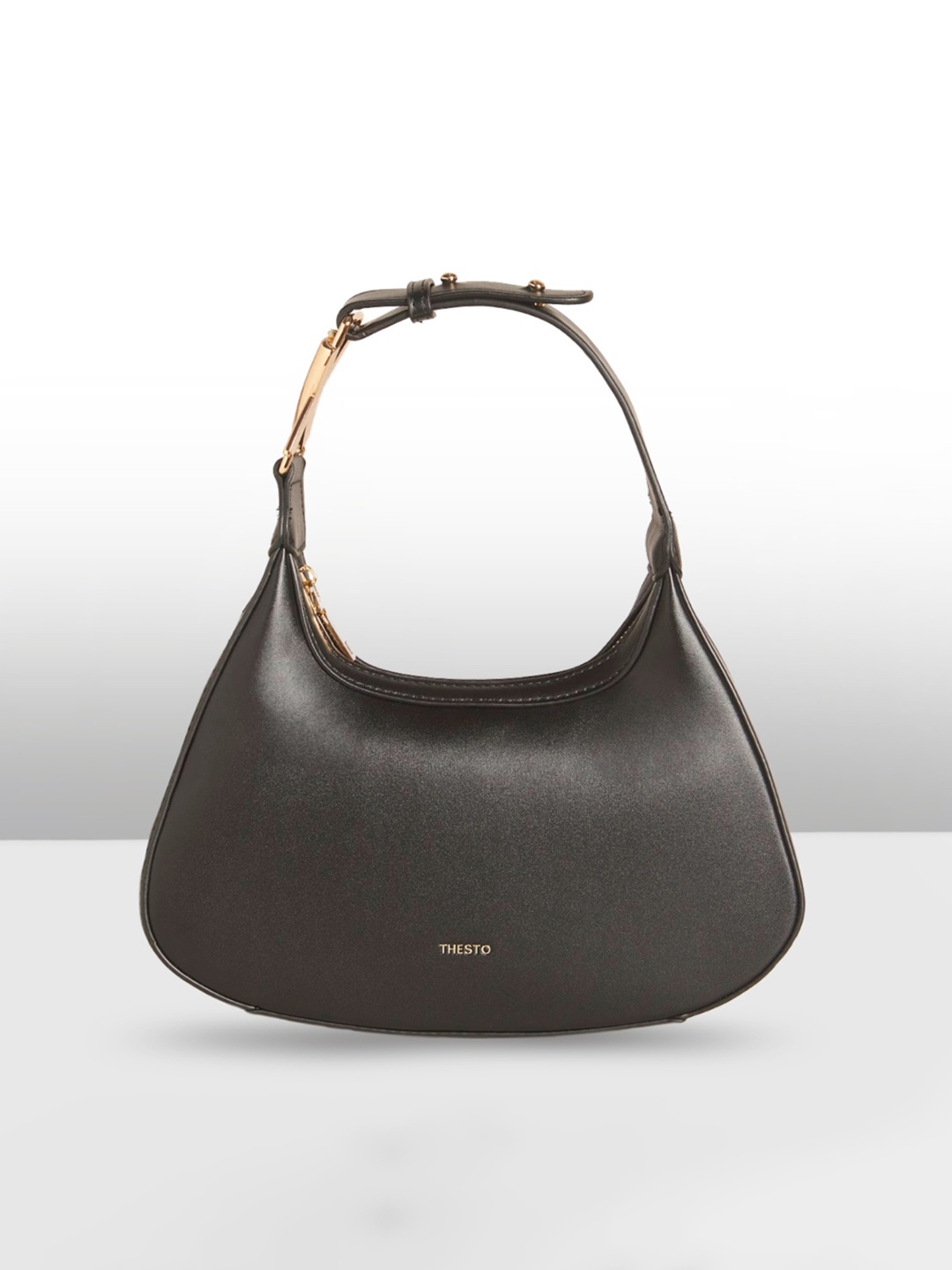 

THESTO PU Structured Hobo Bag, Black